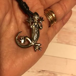 Salamander Black leather boyfriend necklace